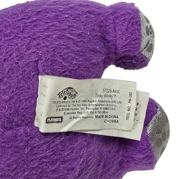 Vintage 1998 Teletubbies Tinky Winky Plush Doll 9" Hasbro Playskool Purple Toy - Picture 5 of 9